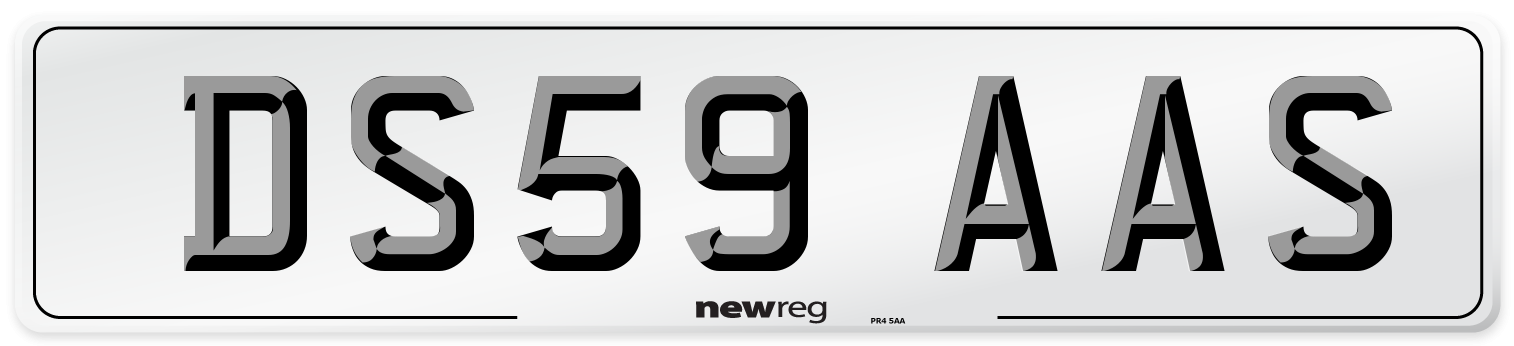 DS59 AAS Number Plate from New Reg